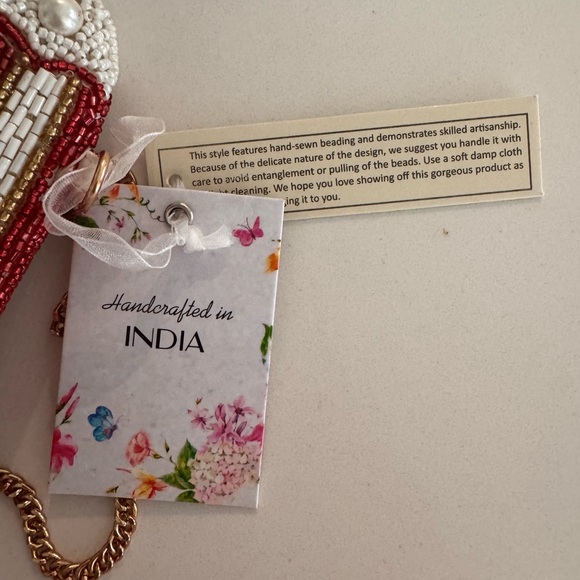 Viral  Beaded Popcorn Women’s Bag With Gold Crossbody Chain Made In India NWT - Picture 8 of 8